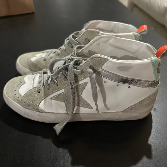 Golden Goose SSENSE White & Gray Mid Star Sneakers - Picture 1 of 3